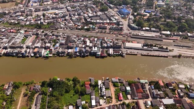 Sideways Flight Over the Tapi River Phunphin Thailand near Surat Thani Train Station