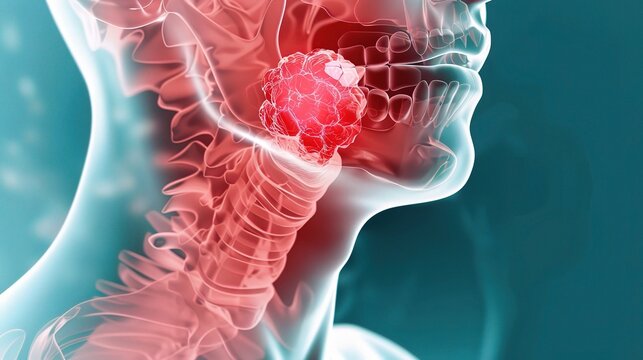 Nasopharyngeal Cancer: malignant nasopharyngeal tumor with endoscopy screening, biopsy test and multimodal therapy for otorhinolaryngology clinical research and medical illustration