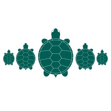 green turtle family, illustrarion vektor