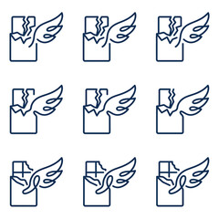 Fototapeta premium Broken Chocolate Bar with Wings Icon