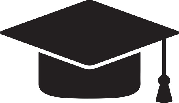 A black graduation cap icon for academic or educational themes