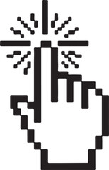 Fototapeta premium Black pixel art cursor with explosive effect