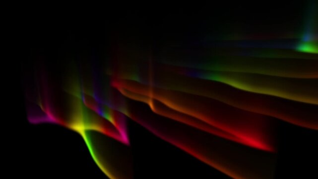 Right side angle view of rainbow aurora moving.Moving rainbow northern lights from a right side view
