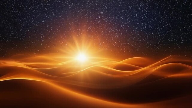Deep space background soft glowing haze waves illuminated warm flares smooth gradient cinematic ambience