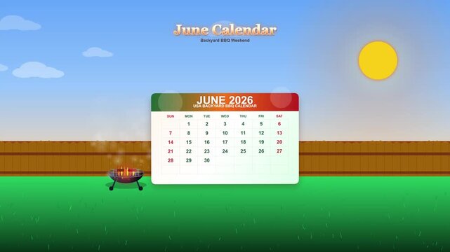 June Calendar BBQ Animation Video.