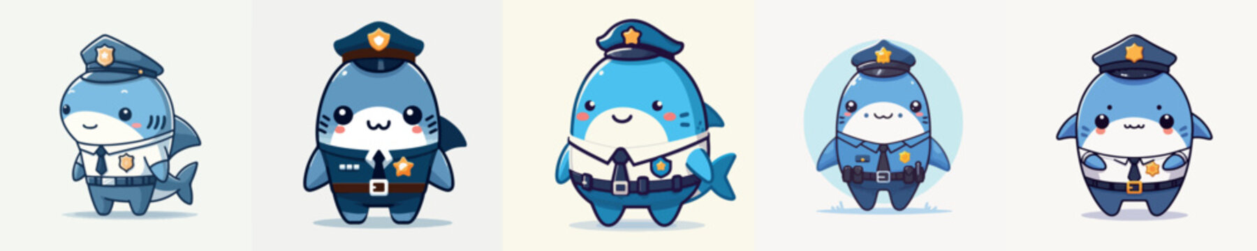 cute shark vector in police costume