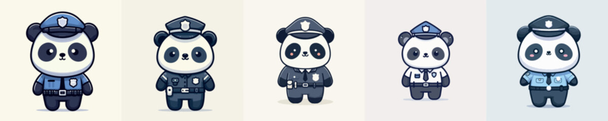 cute panda vector in police costume © Rifqi