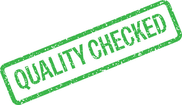 Green quality checked rubber stamp vector icon