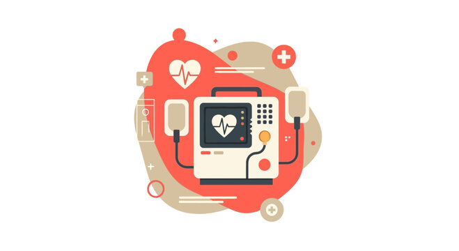 Illustration Representing Medical Technology and Cardiac Care in a Modern, Concise Design