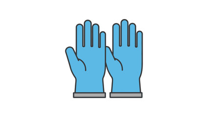 Fototapeta premium Illustration Of Two Blue Protective Gloves For Hygiene And Safety Purposes
