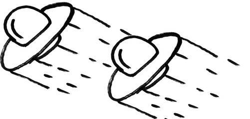 Hand Drawn Flying Saucer UFO Doodle Set with Motion Lines Outline Sketch Vector Illustration © Anwaar