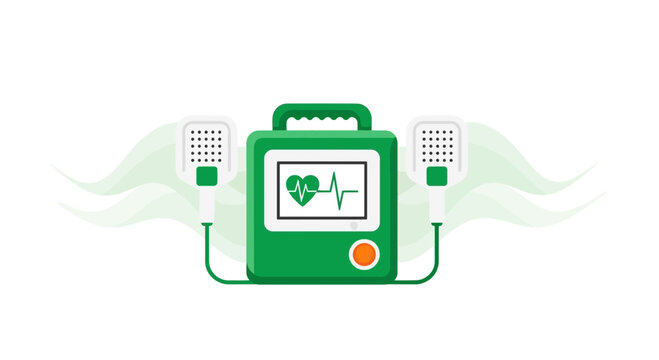 Illustration Of Automated External Defibrillator And Heart Rate Monitor Graphic Design
