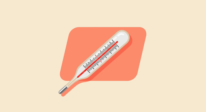 Illustration Of A Thermometer Indicating Fever And Sickness Concept On Orange Background