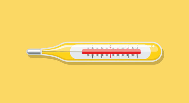 Illustration Of A Thermometer Indicating Fever And Sickness On a Yellow Background