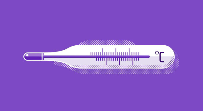 Illustration Of A Thermometer Measuring Temperature Against Violet Background