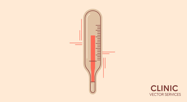 Illustration Of A Thermometer Measuring Temperature In Clinic Abstract Vector Design