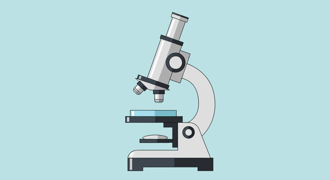 Illustration Of A Simple And Minimalistic Medical Microscope Design Against Blue Backdrop