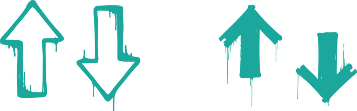 Up and Down Directional Arrows in Minimalist Teal Outline on White Background