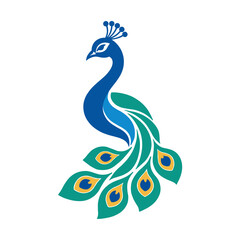 Stylized peacock bird logo isolated on transparent background 
