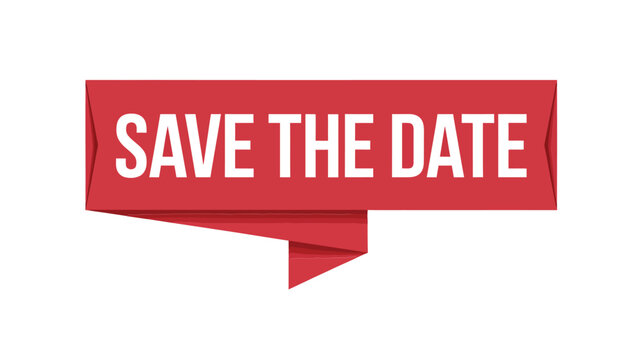 save the date banner red origami style