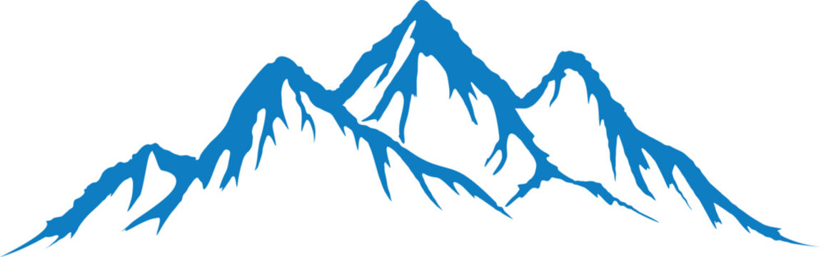 Silhouette mountain range isolated on white background, vector design