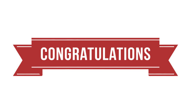 congratulations ribbon flat illustration banner red white
