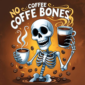 No coffee no bones funny dancing skeleton coffee design