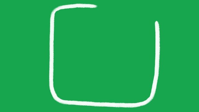 Hand-Drawn White Square Frame 2D Animation on Green Screen | Animated Box Border Asset | Minimalist Outline Doodle Motion Graphic