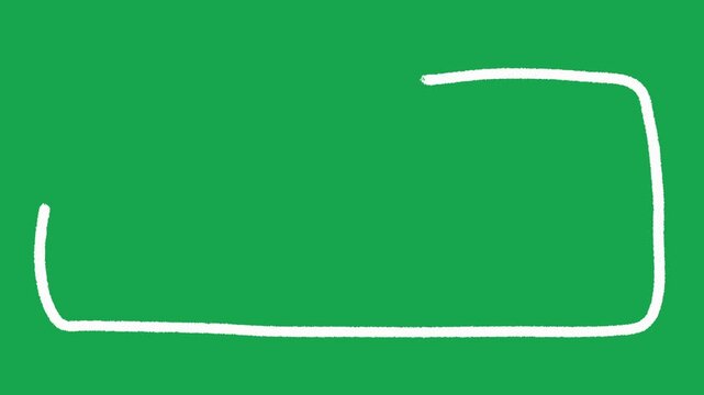 Hand Drawn White Chalk Rounded Rectangle Frame Overlay on Green Screen