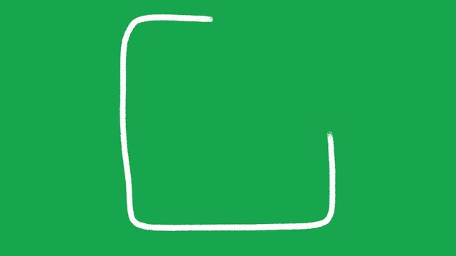 Hand Drawn White Chalk Filled Square Graphic Background on Green Screen