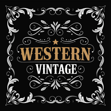 Western Elements Frame Label Vector Banners Collection Featuring Vintage Borders, Decorative Emblems and Classic Cowboy Style Illustrations