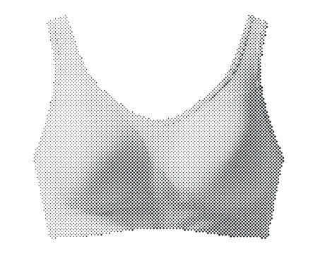 Retro halftone seamless bra vector illustration with circle dot pattern isolated on white background