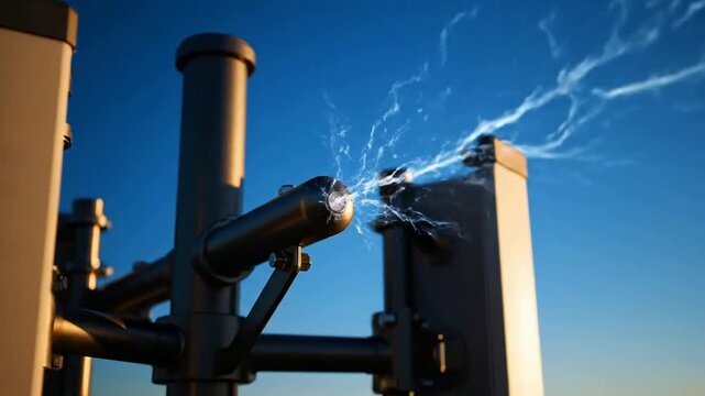 Electricity emanates from futuristic machine or Plasma discharge occurs from industrial equipment