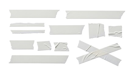 Fototapeta premium Collection of white torn paper pieces in various shapes and sizes isolated on white background