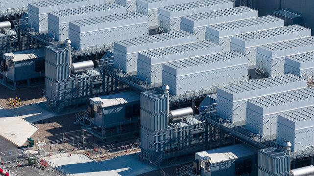 Aerial View of Data Center Emergency Power Generators