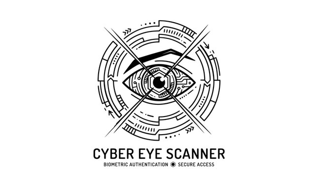 Cyber eye scanner biometric authentication logo.