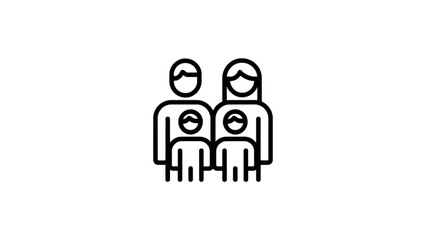 Fototapeta premium Simple black and white family icon with father mother and two children