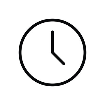 Simple black clock on white background, minimal