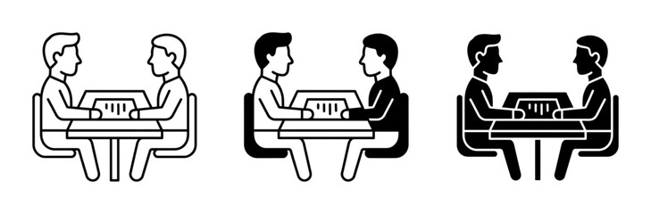 Fototapeta premium Business Meeting Icons, Interview Set, Collaboration Graphics, People Discussing
