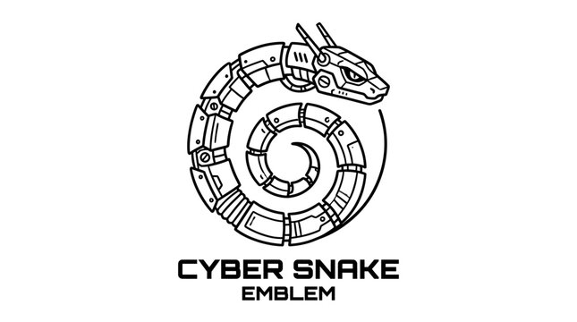 Cyber snake emblem logo design.