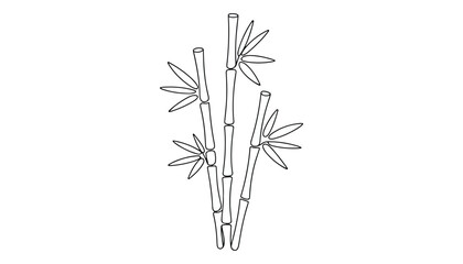 Obraz premium One continuous line illustration of an bamboo , isolated on white background.