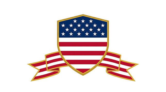 American flag shield emblem with decorative ribbons american patriotic
