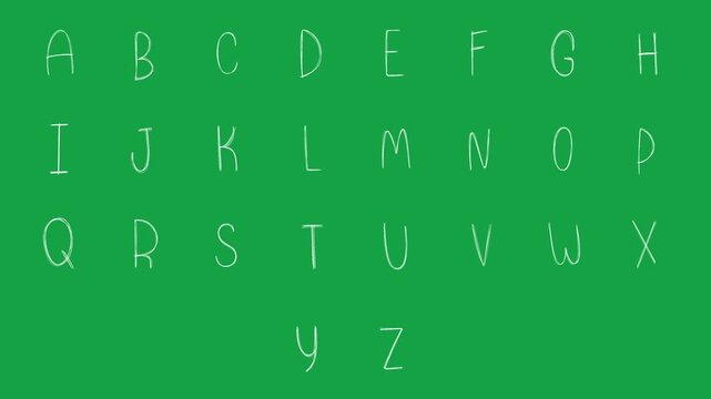 Hand Drawn Thin Line Alphabet Animated Sketch Pack on Green Screen Overlay