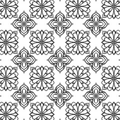 Fototapeta premium Simple mandala style ornament pattern, abstract floral line art for coloring page