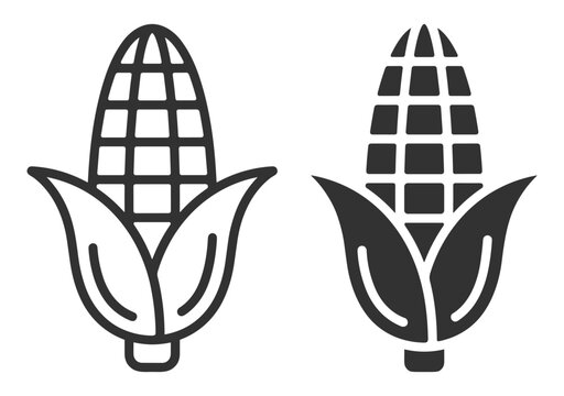 corn icon set line and solid style crop agriculture symbol on transparent background