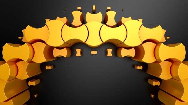 Geometric Shapes Form a Wave. Abstract motion, two color, 3d rendering, 4k resolution
