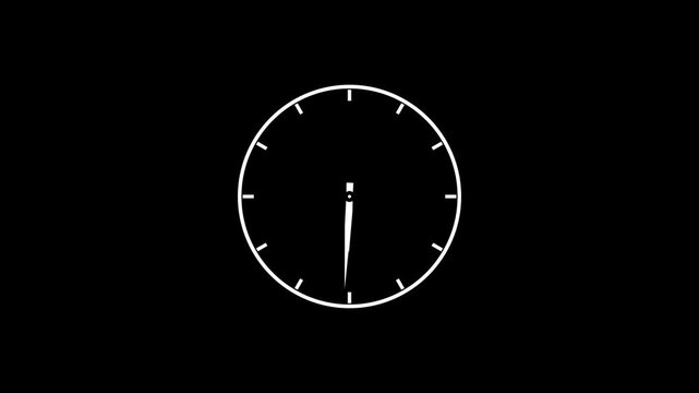 clock icon animation daytime Footage on black background, 4k video