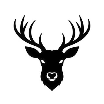 Black Deer Head with Antlers Silhouette