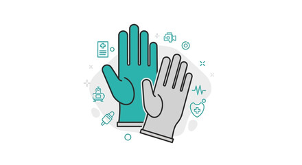 Fototapeta premium Medical And Protective Gloves Vector Icon Illustration