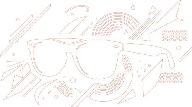Minimalist sunglasses vector illustration, modern eyewear graphic, abstract geometric shapes, cool summer accessory design, fashion and lifestyle element isolated PNG with Transparent Background